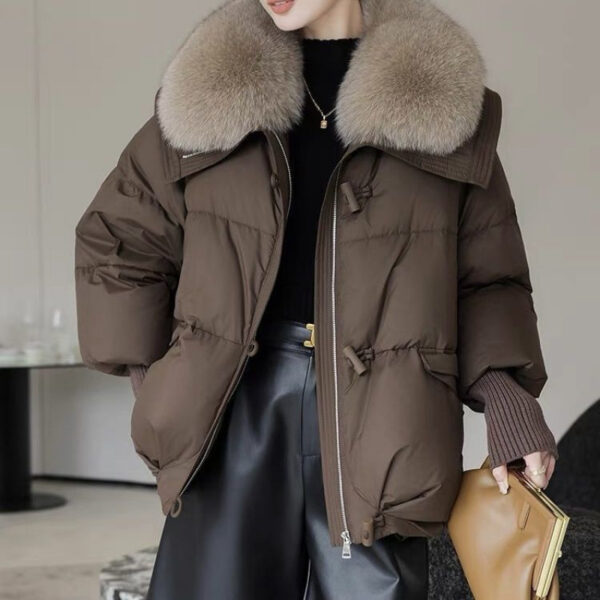 Women's Short Fur Collar Thickened Coat - Image 4