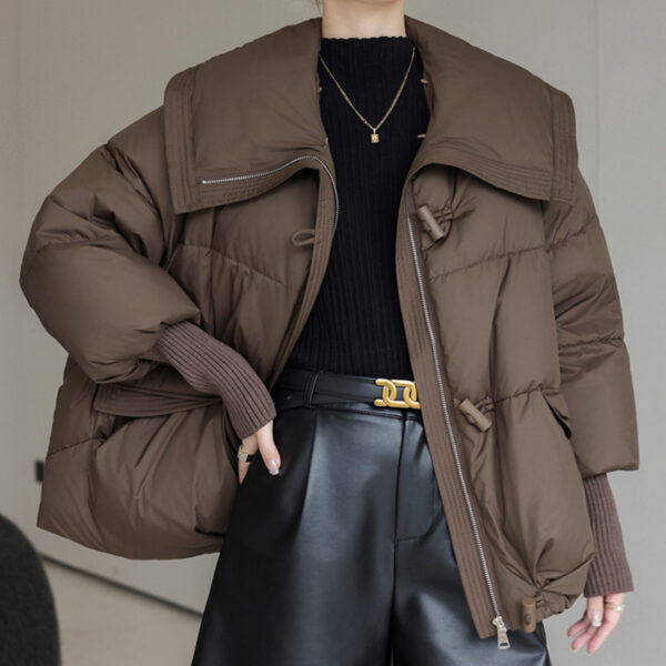 Women's Short Fur Collar Thickened Coat - Image 3