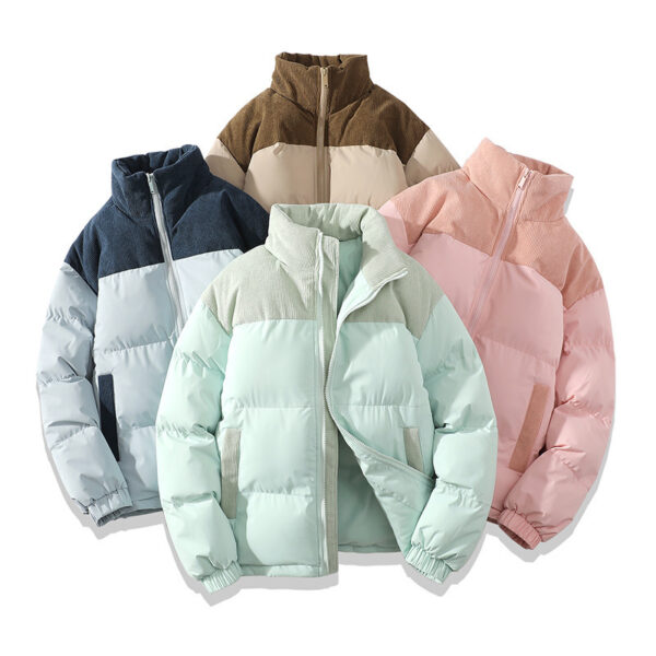 Winter Stand Collar Contrast-colored Coat - Image 9
